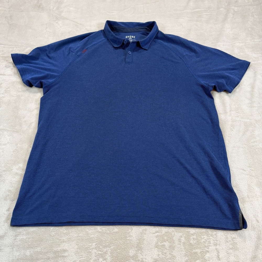 Rhone Delta Pique Polo Shirt Mens XL Navy Blue Heather Short Sleeve Golf Top